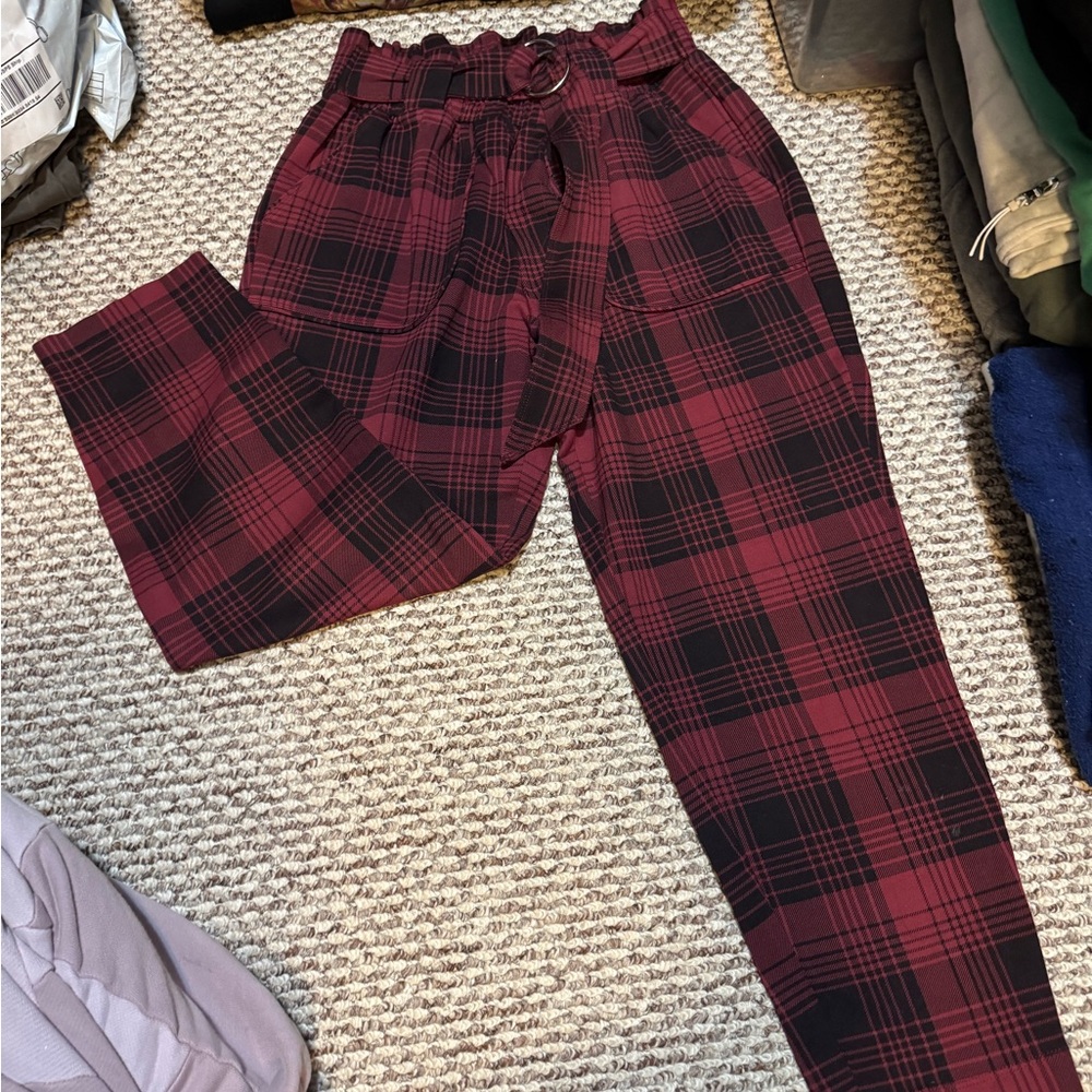 Express Red Plaid Pants